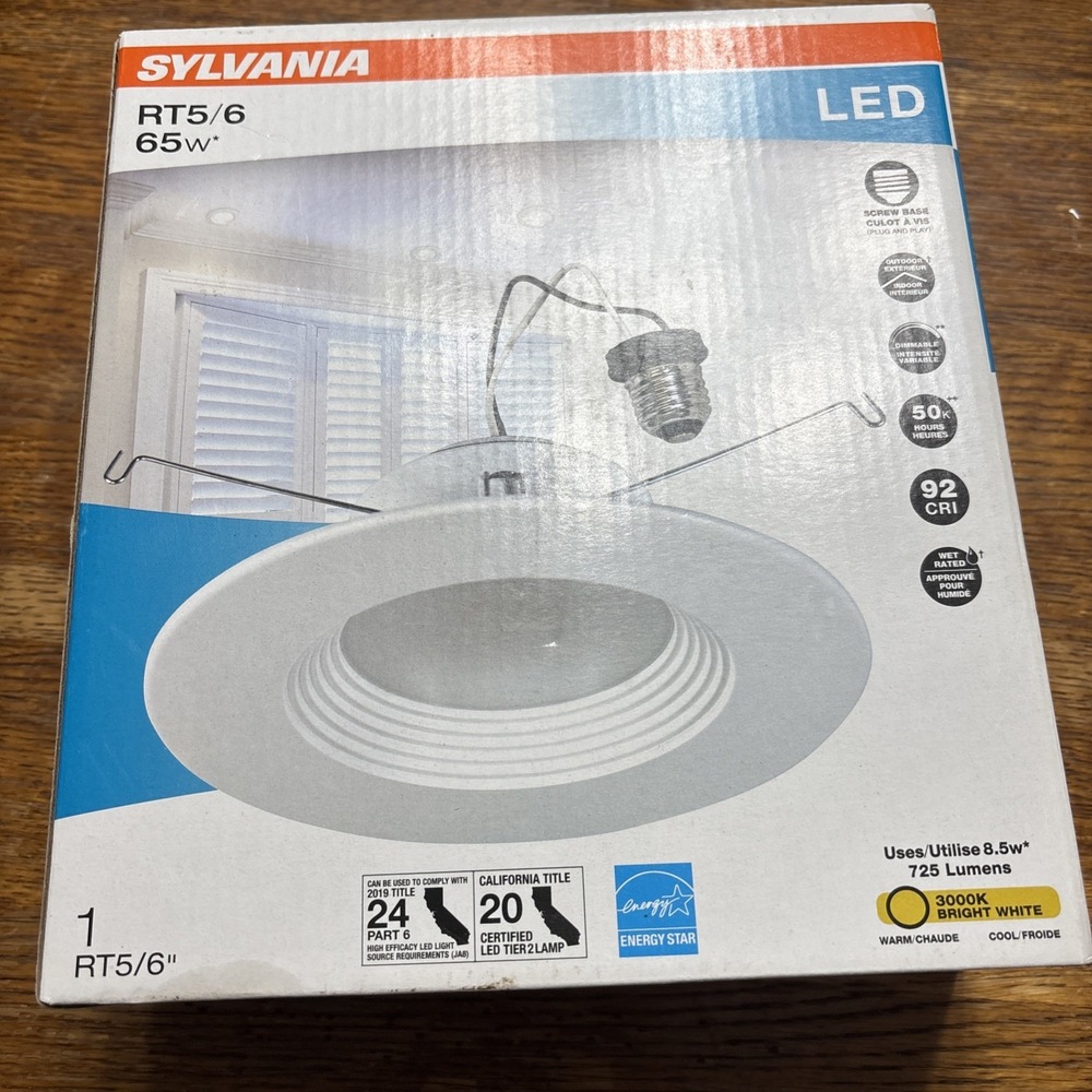 Sylvania UltraLED 40629 RT5/6 Dimmable Downlight Kit LED Lamp 8.5 W Fixture 120V